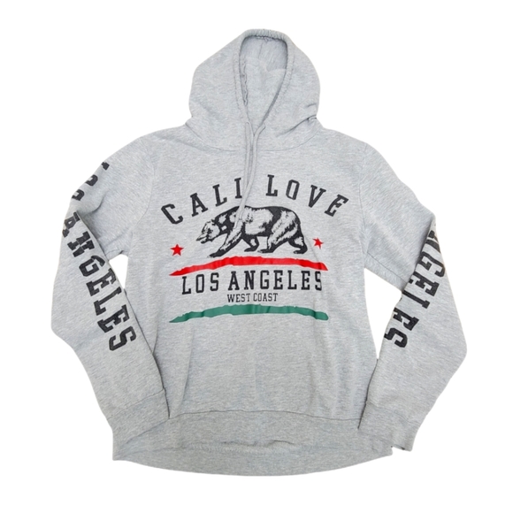 On Fire Sweaters - On Fire Cali Love Los Angeles West Coast Gray Hoodie - Size Large
